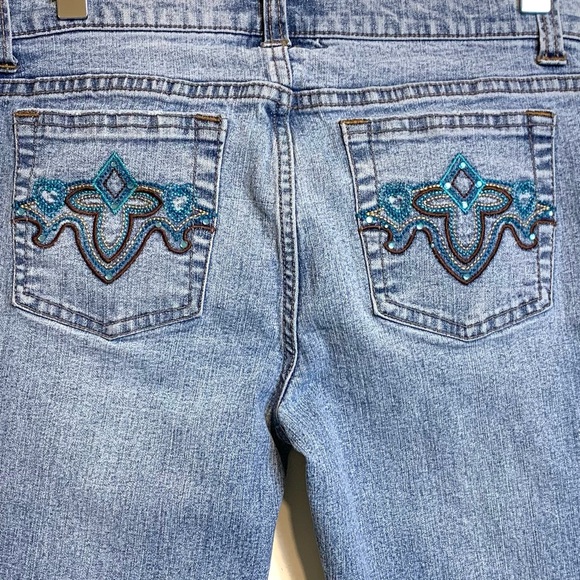 SO Stretch Embellished Jeans Turquoise Stitching - Picture 4 of 16
